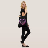 Filigree Gothic Pink Heart Tote Bag (Op model)