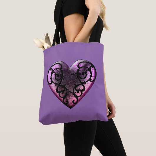 Filigree Gothic Pink Heart Tote Bag (Dichtbij)