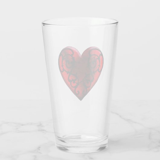 Filigree Gothic Red Heart Glass Cup Glas (Achterkant)