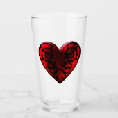 Filigree Gothic Red Heart Glass Cup Glas (Voorkant)