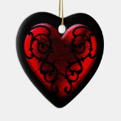 Filigree Gothic Red Heart Keramisch Ornament (Rechts)