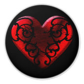Filigree Gothic Red Heart Keramische Knop (Voorkant)