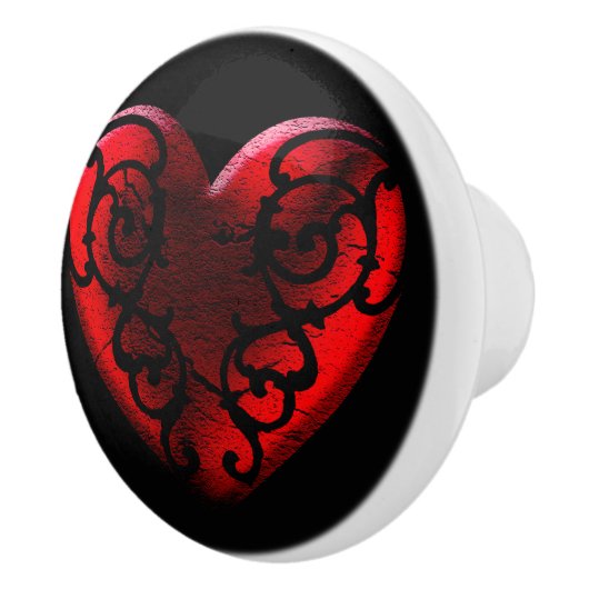 Filigree Gothic Red Heart Keramische Knop (Rechts)
