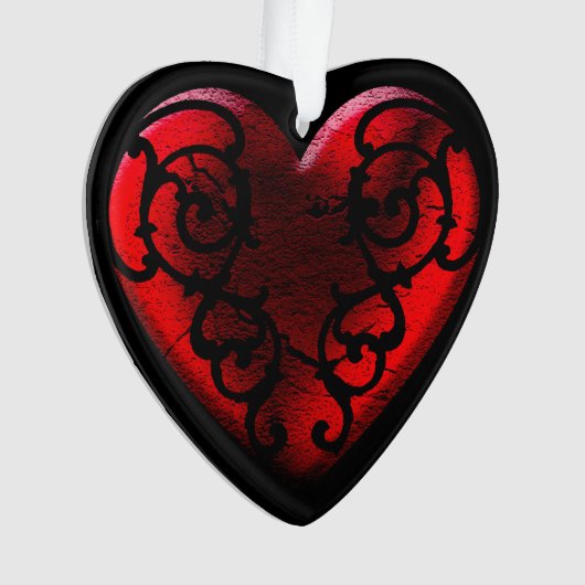 Filigree Gothic Red Heart Ornament (voorkant)