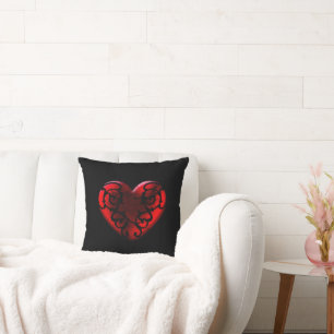 Filigree Gothic Red Heart Sierkussen