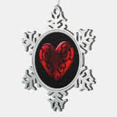 Filigree Gothic Red Heart Tin Sneeuwvlok Ornament (Rechts)