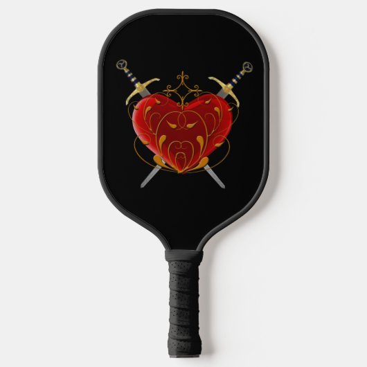 Filigree Heart en Daggers Pickleball Paddle (Voorkant)