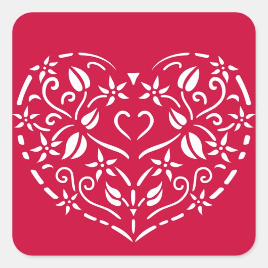 Filigree Heart Vierkante Sticker (Voorkant)
