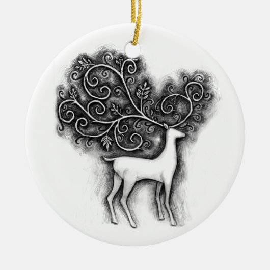 filigree hert kerstornament keramisch ornament (Voorkant)