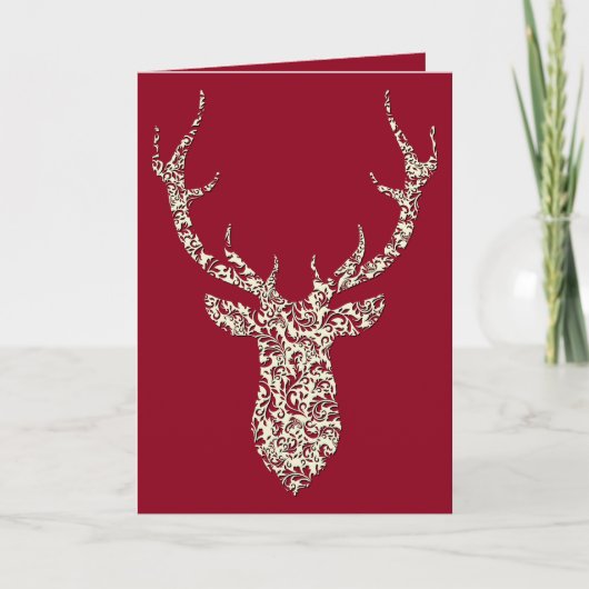 Filigree Kerstdeer Feestdagen Kaart (Voorkant)