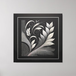 Filigree Leaf Frame Canvas Afdruk
