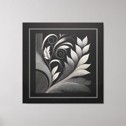 Filigree Leaf Frame Canvas Afdruk (Voorkant)