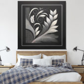 Filigree Leaf Frame Canvas Afdruk (Insitu (Slaapkamer))