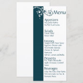 Filigree Marine/Wit Bruiloft Menu (Voorkant / Achterkant)