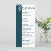 Filigree Marine/Wit Bruiloft Menu (Staand voorkant)