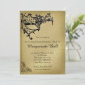 Filigree Masquerade Mardi Gras Ball Uitnodiging (Staand voorkant)