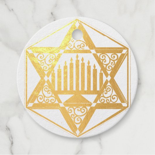 Filigree Menorah Hannukah Bedankjes Labels (Voorkant)