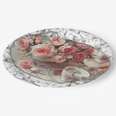 Filigree met Roze Rozen Moederdag Papieren Bordje (Gekanteld)