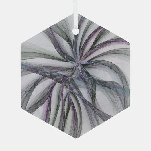 Filigree Motions Modern Abstract Swinging Fractal Glas Ornament (Achterkant)