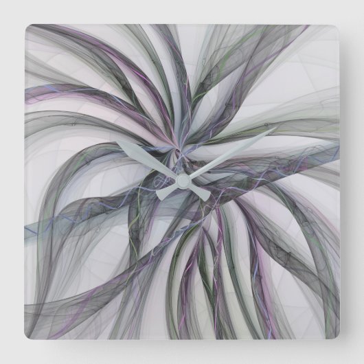 Filigree Motions Modern Abstract Swinging Fractal Vierkante Klok (Voorkant)