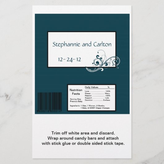 Filigree Navy/White Wedding Large Snoep Wrapper Flyer (Voorkant)