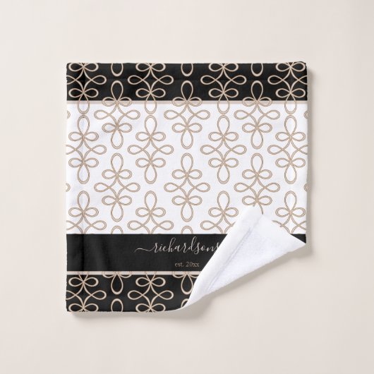 Filigree Pattern Monogram Stylish Elegant Bad Handdoek (Wasdoekje)