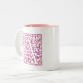 Filigree Pink A Monogram Tweekleurige Koffiemok (Voorkant links)