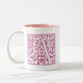 Filigree Pink A Monogram Tweekleurige Koffiemok (Links)