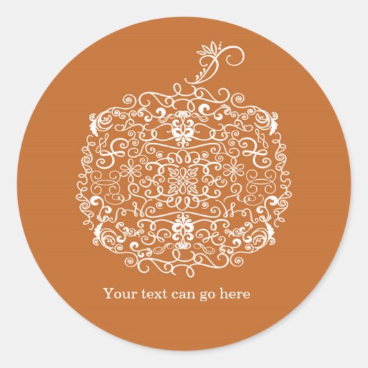 Filigree Pumpkin Elegant Autumn Herfst Favor Stick Ronde Sticker (Voorkant)
