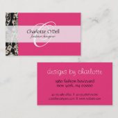 filigree; roze/ wit visitekaartje (Voorkant / Achterkant)