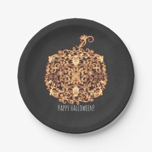 Filigree Sinaasappel Ggloed Pumpkin Halloween Part Papieren Bordje