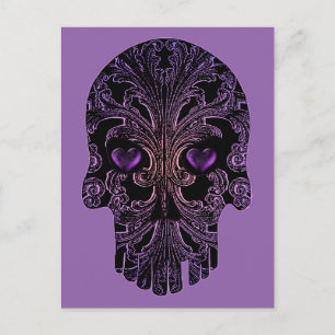 Filigree Skull in Shades of Paars Briefkaart