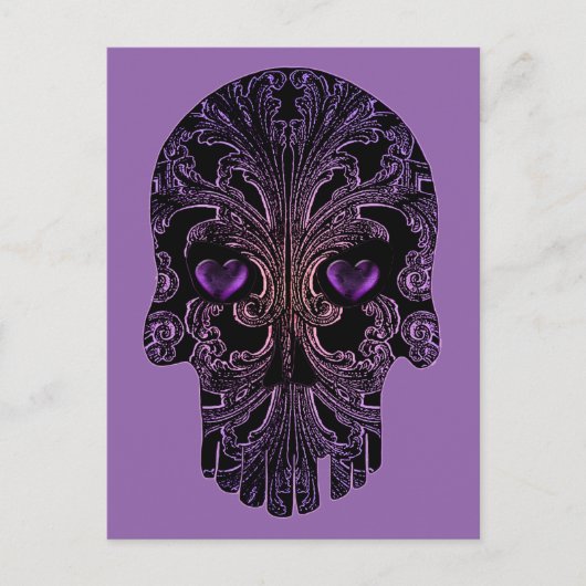 Filigree Skull in Shades of Paars Briefkaart (Voorkant)
