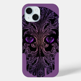 Filigree Skull in Shades of Paars iPhone 15 Case