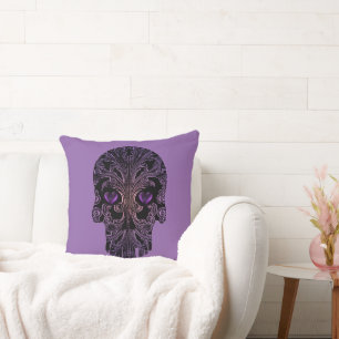 Filigree Skull in Shades of Paars Kussen
