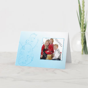 Filigree Snowman in blauw Foto Kerst Kaart