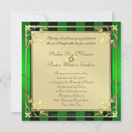 Filigree St Patrick's Day Wedding Invitation Kaart (Achterkant)
