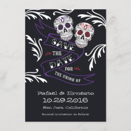 Filigree Sugar Skull Banner Sla de datum op 4.5x6. Save The Date