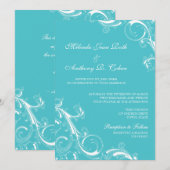 Filigree Swirl Blue Curacao Kaart (Voorkant / Achterkant)