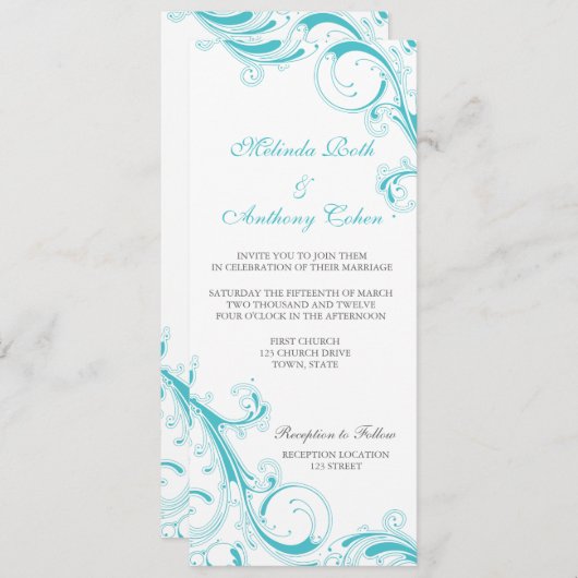 Filigree Swirl Blue Curacao Kaart (Voorkant / Achterkant)