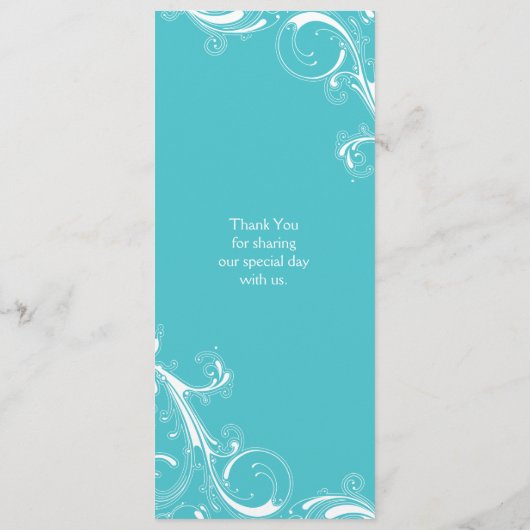 Filigree Swirl Blue Curacao Menu (Achterkant)