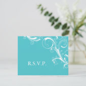 Filigree Swirl Blue Curacao RSVP (Staand voorkant)