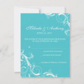Filigree Swirl Blue Curacao RSVP (Achterkant)