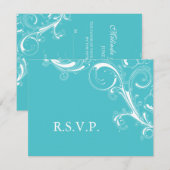 Filigree Swirl Blue Curacao RSVP (Voorkant / Achterkant)