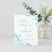 Filigree Swirl Blue Curacao Save the Date (Staand voorkant)
