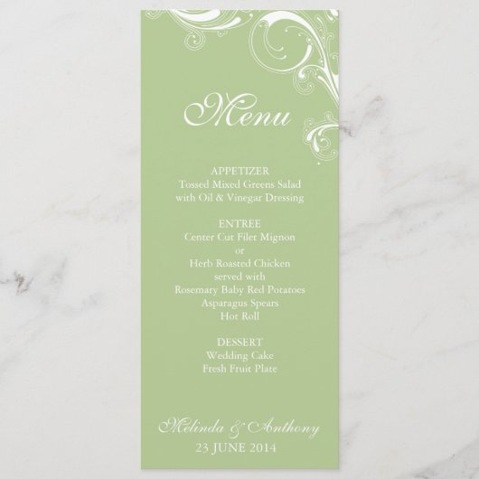 Filigree Swirl Greenery Menu (Voorkant)