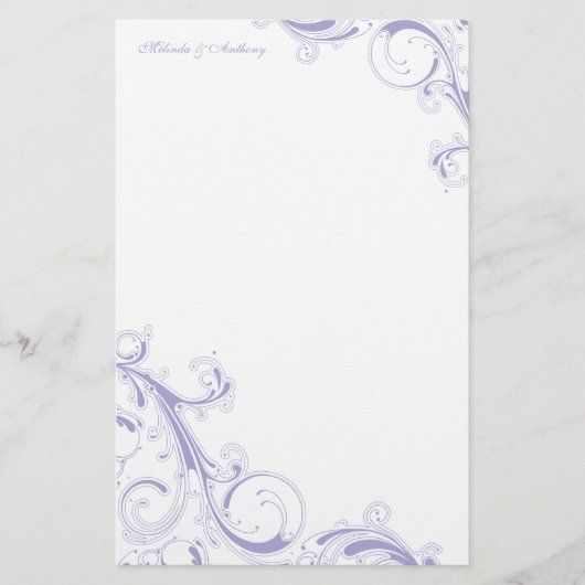 Filigree Swirl Lavender Briefpapier (Voorkant)