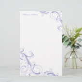 Filigree Swirl Lavender Briefpapier (Staand voorkant)