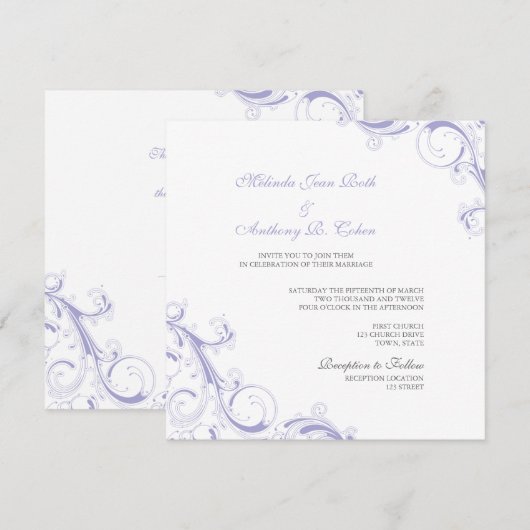 Filigree Swirl Lavender Kaart (Voorkant / Achterkant)