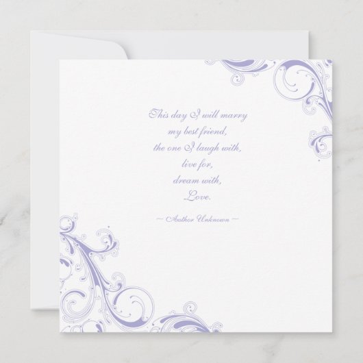 Filigree Swirl Lavender Kaart (Achterkant)